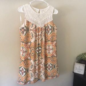 Bohemian Sleeveless Summer Dress with Knit and Lace Top